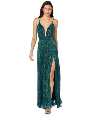 Betsy & Adam Long Metallic Knit Dress (Jade) Dress - Black