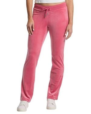 Juicy Couture Luxe Velour Rib Waist Velour Pants With Mixed Ston Casual Pants Md (Us 6-8) Polyester/Spandex/Velour - Red