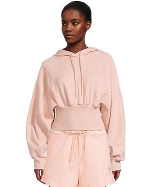 adidas By Stella McCartney Cropped Hoodie Jj4161 Sweatshirt, Cotton/Terry - Pink
