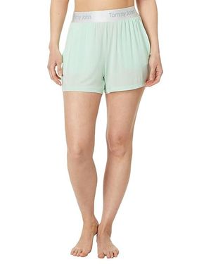 Tommy John Second Skin Luxe Rib Sleep Short (Misty Jade) Pajama - Black