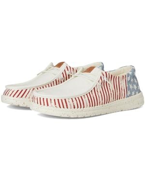 HEYDUDE Wendy Funk Americana Stars Flat Shoes, Textile - Black