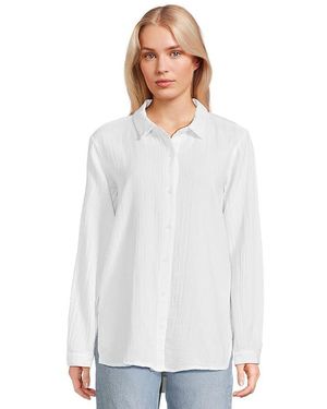 Mod-o-doc Long Sleeve Button-Up Shirt Clothing Sm (Us 4-6) Cotton - White