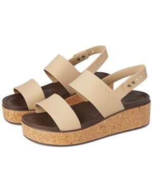 Crocs™ Brooklyn Cork Low Wedge Sandals, Synthetic - Metallic