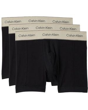 Calvin Klein Pima Cotton 3-Pack Boxer Brief Underwear, Cotton/Elastane - Black