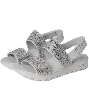 Skechers Foamies Arch Fit Footsteps Double Band With Rhinestones Sandals, Rubber - Metallic
