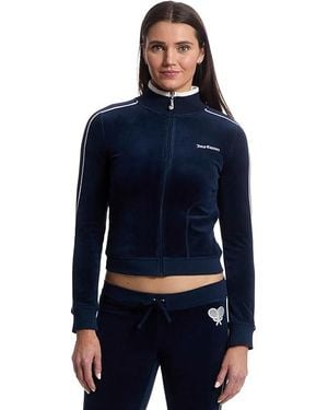 Juicy Couture Heritage Mock Neck Track Jacket With Back Graphic Clothing Xl (Us 14) Cotton/Polyester - Blue