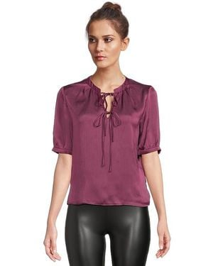Vince Camuto Front Two Ties Short Sleeve Clothing, Polyester - Red