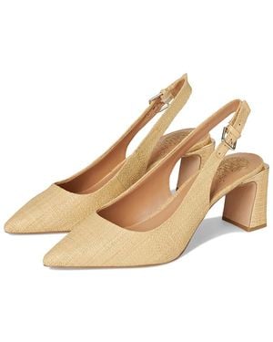 Vince Camuto Hamden Buckle Slingback Pumps High Heels, Leather/Rubber - Natural