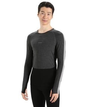 Icebreaker 200 Zoneknit Long Sleeve Crew Clothing Jet Heather//Metro Heather, Wool - Black