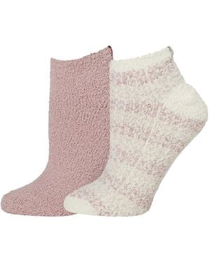 Barefoot Dreams Cozychic Heathered Stripe Ankle Sock Set Sock, Polyester - Black
