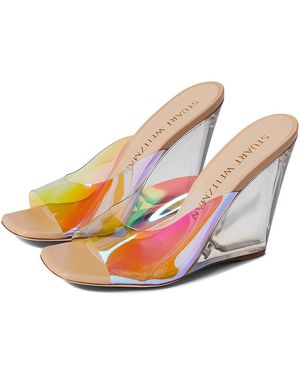 Stuart Weitzman Tia 100 Lucite Wedge (Aurora/Adobe) Shoes - Multicolor