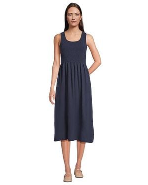 Mod-o-doc Smocked Tank Top Midi Dress Dress Xl (Us 16) Cotton - Black