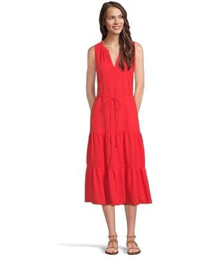 Tommy Bahama Coastal Tide Sleeveless Sundress Dress Md (Us 8-10) Linen/Viscose - Red
