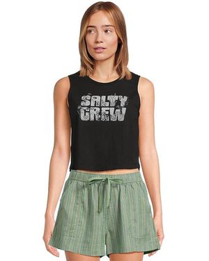 Salty Crew Sea Life Cropped Tank Top Clothing, Cotton - Black
