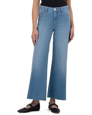 Kut From The Kloth Meg High-Rise Fab Ab Wide Leg Raw Hem Jeans, Cotton/Denim/Spandex - Blue