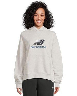 New Balance Athletics French Terry Logo Hoodie Sweatshirt, Cotton - White