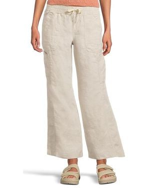 L.L. Bean Premium Linen Breezy Mid-Rise Wide Leg Utility Pull-On Pants Casual Pants 16, Denim/Linen - Black