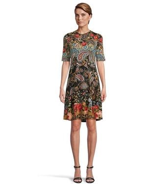 Johnny Was The Janie Favorite Elbow Sleeve Mock Neck Dress Dress, Rayon/Spandex - Black