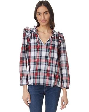 Vineyard Vines Long Sleeve Ruffle Popover Clothing B Plaid - Black