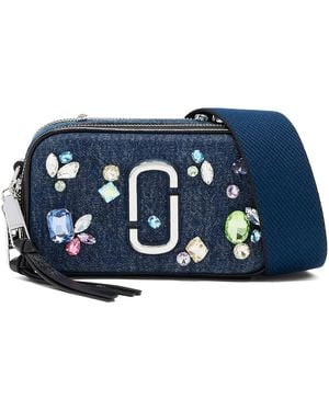 Marc Jacobs The Gem Denim Snapshot Cross Body Handbags, Cotton/Polyester - Blue