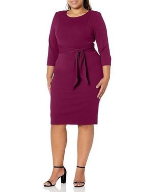 Adrianna Papell Knit Crepe Tie Waist Sheath Dress Dress, Polyester/Elastane - Red