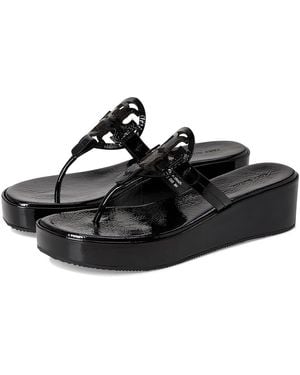Tory Burch Miller Wedge 25Mm Sandals, Leather - Black