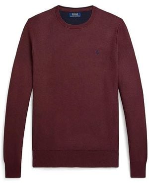 Polo Ralph Lauren Mesh-Knit Cotton Crewneck Sweater Sweater - Purple
