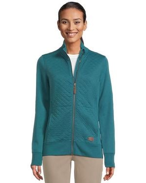 L.L. Bean Quilted Full Zip Sweatshirt Clothing, Cotton/Polyester - Blue