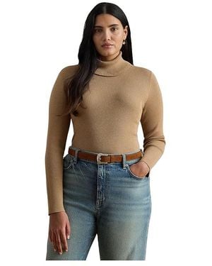 Ralph Lauren Plus Size Turtleneck Sweater Sweater, Cotton/Modal/Nylon - Black