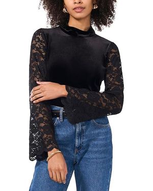 売れ筋商品|||ヴィンスカムート カットソー トップス レディース Women's Lace Boat-Neck Flare-Sleeve Top Ultra White Vince Camuto Lace Boat-neck Flare-sleeve Top in White | Lyst