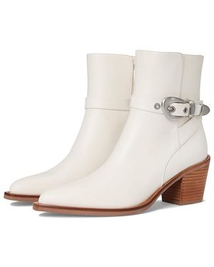 Stuart Weitzman Maven Western Bootie Shoes Cream/Caramel, Leather - White