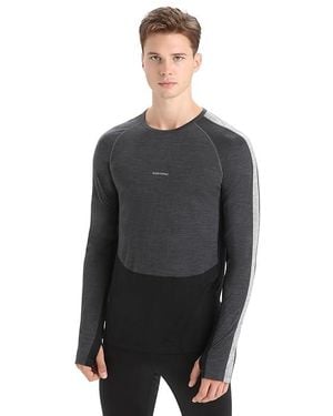 Icebreaker 125 Zoneknittm Long Sleeve Crewe Clothing Jet Heather//Metro Heather, Wool - Black