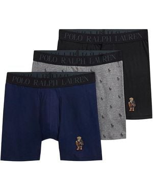 Polo Ralph Lauren Bear Boxer Brief 3-Pack Underwear Cruise/Charcoal Heather Polo Aopp/Polo, Cotton/Modal/Spandex - Blue