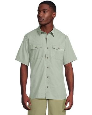 L.L. Bean Riverton Ripstop Shirt, Short Sleeve Short Sleeve Knit, Cotton/Spandex - Green