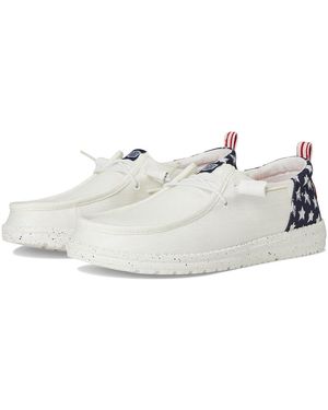 HEYDUDE Wendy Funk Americana Stars Flat Shoes/ Blazer, Textile - White