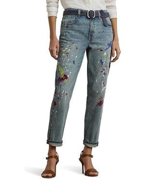 Ralph Lauren Print Boyfriend Tapered Ankle Jeans Jeans, Cotton/Denim - Black