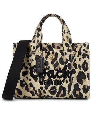 COACH Cargo Tote 26 With Leopard Print Tote Handbags, Cotton/Textile - Black