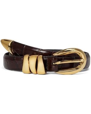 Madewell Triple Keeper Belt: Croco Belts, Leather - Black