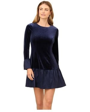 Adrianna Papell Velvet Combo Midi Dress Dress, Elastane/Polyester - Blue