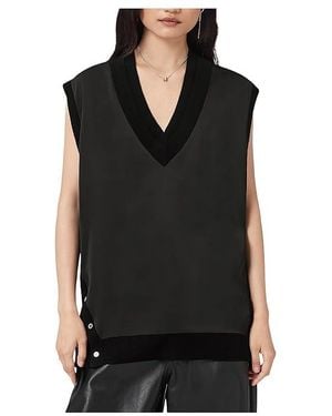 AllSaints Bern Stud Tank Top Clothing 1, Wool - Black
