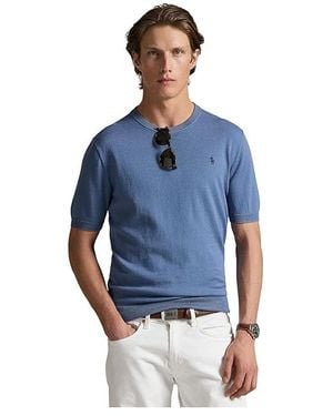 Polo Ralph Lauren Cotton Crewneck Short-Sleeve Sweater Sweater - Blue