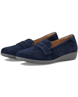 Propet Yetta Flat Shoes 9.5 X (2E) Leather/Suede - Blue