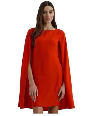 Ralph Lauren Cape Georgette Cocktail Dress Dress, Polyester - Red