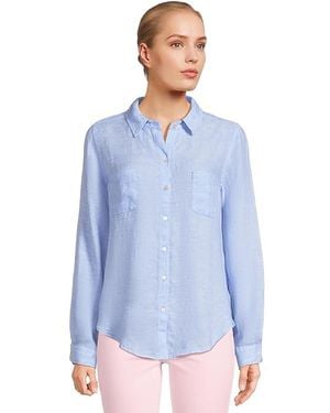 Lilly Pulitzer Sea View Button-Down Clothing, Linen - Blue