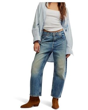 Free People We The Free Deep Trance Dropped Boyfriend Jeans Clothing, Cotton/Denim - Blue