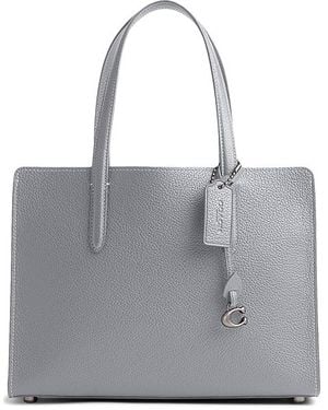 COACH Polished Pebble Leather Carter Carryall 28 Handbags - Gray
