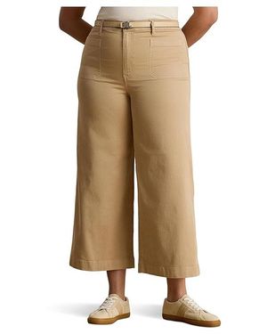 Ralph Lauren Plus Size Stretch Chino Wide-Leg Cropped Pants Clothing, Cotton/Elastane - Black
