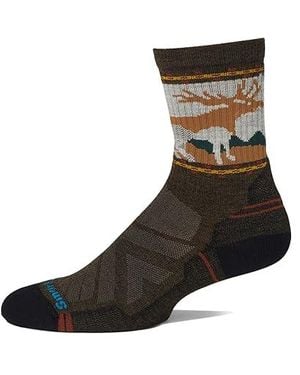 Smartwool Hike Light Cushion Mountain Moose Crew Socks Crew Cut Socks Shoes Md Shoe 6-8.5) Merino/Nylon/Wool - Black