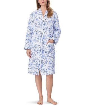 Eileen West Waltz Zip Robe Pajama, Cotton - Blue