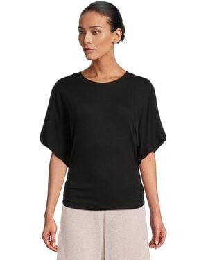 Michael Stars Vicky Scoop Neck Balloon Sleeve T-Shirts Clothing Xs (Us 0-2) Spandex/Modal/Cotton - Black